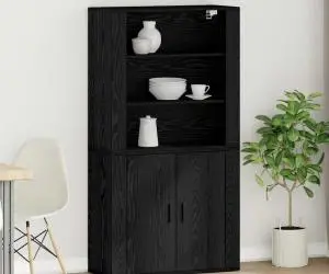 vidaXL Highboard din stejar negru din lemn stratificat