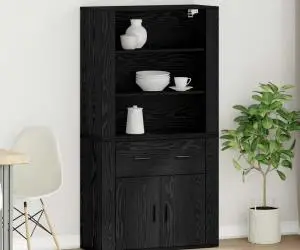 vidaXL Highboard Stejar Negru Lemn Inginerie