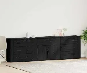 vidaXL Comode 3 pcs Stejar negru Lemn ingineresc