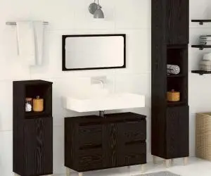 vidaXL Set mobilă baie 3 piese Stejar negru Lemn prelucrat