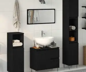 vidaXL Set Mobilă Baie 3 Piese Stejar Negru Lemn Prelucrat