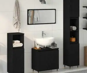 vidaXL Set de mobilier baie 3 piese Stejar Negru Lemn Prelucrat