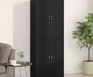 vidaXL Set 2 dulapuri, stejar negru, 69,5x34x180 cm, din lemn prelucrat