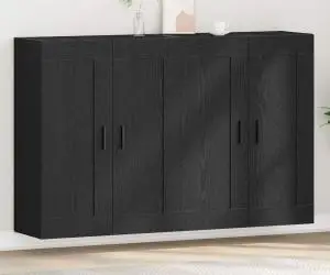 vidaXL Dulapuri montate pe perete 2 piese din lemn inginerizat de stejar negru