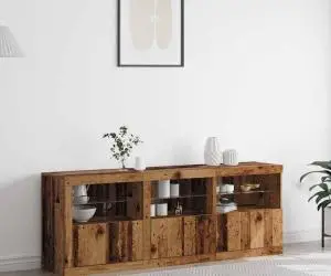 vidaXL Sideboard cu lumini LED Lemn vechi 181.5x37x67 cm Lemn compus