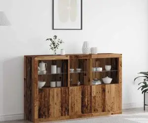 vidaXL Sideboard cu LED-uri Lemn vechi 162x37x100 cm Lemn prelucrat
