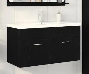 vidaXL Cabinet de baie cu chiuvetă integrată, Stejar Negru, Lemn Ingineresc