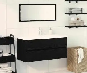 vidaXL Cabinet chiuvetă cu bazin încorporat din lemn de stejar negru