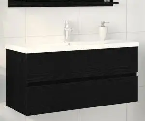 vidaXL Dulap Chiuvetă cu Chiuvetă Integrată Stejar Negru Lemn Ingineresc