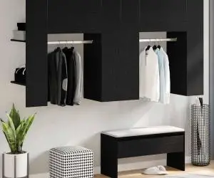 vidaXL Dulapuri de Hol 2 buc Stejar Negru Lemn Prelucrat