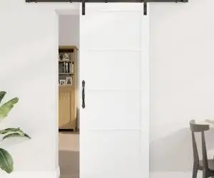 Ușă glisantă vidaXL cu set de accesorii alb 78x202 cm din lemn de pin solid