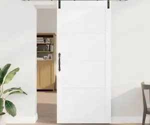 Ușa Glisantă vidaXL cu Set de Accesorii Alb 93x211 cm Lemn Masiv Pin