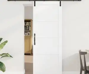 Ușa glisantă vidaXL cu set de accesorii alb 78x202 cm din lemn masiv de pin
