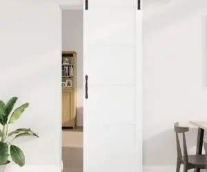 Ușa Glisantă vidaXL cu Set de Accesorii Alb 78x232 cm Lemn Masiv de Pin