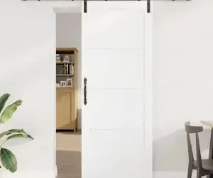 Ușă glisantă vidaXL cu accesorii albe 83x211 cm din lemn masiv de pin