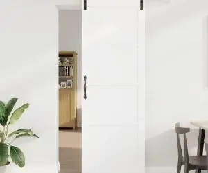 Ușa glisantă vidaXL cu set de instalare alb 83x232 cm din lemn masiv de pin