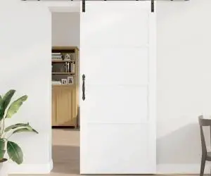 Ușă glisantă vidaXL cu set de accesorii Alb 93x211 cm Lemn masiv Pin