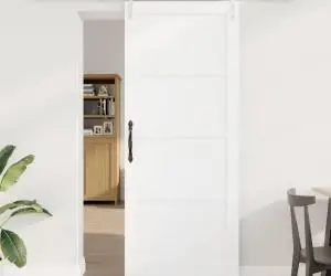 Ușa Glisantă vidaXL cu set hardware Alb 86x211 cm Lemn Solid Pin