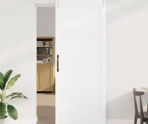 Ușă Glisantă vidaXL cu Set de Accesorii Albă 93x232 cm Lemn Masiv din Pin