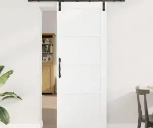 vidaXL Ușă glisantă cu set de accesorii alb 78x202 cm din lemn masiv de pin