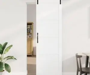 vidaXL Ușă glisantă cu set de feronerie albă 78x232 cm din lemn solid de pin