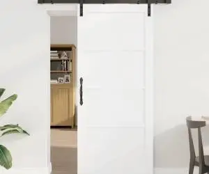 Ușă Glisantă vidaXL cu Set de Fierărie Alb 86x198.5 cm Lemn Masiv de Pin