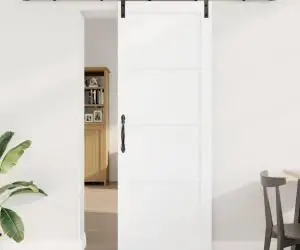 Ușă glisantă vidaXL cu set de accesorii Alb 78x211 cm Lemn solid de pin