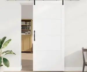 Ușă Glisantă vidaXL cu Set Hardware Alb 93x211 cm Lemn Masiv de Pin