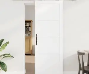 Ușa glisantă vidaXL cu set de accesorii alb 78x211 cm din lemn solid de pini