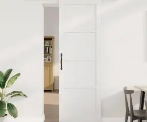 Ușă glisantă vidaXL cu set de accesorii alb 78x232 cm din lemn masiv de pin