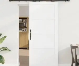 Ușă glisantă vidaXL cu set de accesorii Alb 86x198.5 cm Lemn masiv din pin