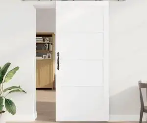 Ușă glisantă vidaXL cu set hardware Alb 93x211 cm Lemn masiv Pin