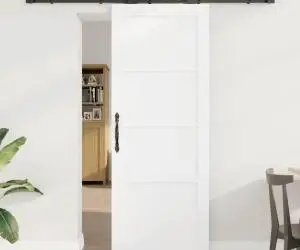 Ușa glisantă vidaXL cu set hardware alb 78x202 cm din lemn masiv de pin