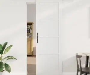 Ușă glisantă vidaXL cu set de accesorii Alb 78x232 cm din lemn masiv de pin