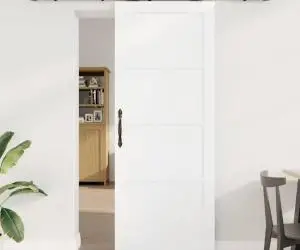 Ușă glisantă vidaXL cu set de accesorii Alb 83x211 cm din lemn masiv pin