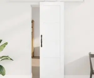 Ușă glisantă vidaXL cu set de hardware 'ORKDAL'Alb Lemn Masiv Pin
