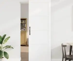 Ușa glisantă vidaXL cu hardware 'ORKDAL'Alb Lemn Masiv Pin