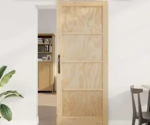 Ușa glisantă vidaXL cu set de accesorii 'ORKDAL'din lemn masiv de pin