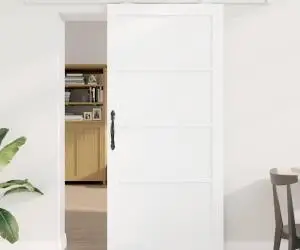 Ușă glisantă vidaXL cu set de accesorii 'ORKDAL'Alb Lemn Masiv Pin