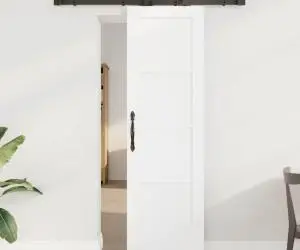 Ușa glisantă vidaXL cu set de accesorii 'ORKDAL'din lemn masiv de pin alb