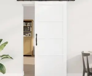 Ușă glisantă vidaXL cu set de accesorii 'ORKDAL'Alb Lemn Masiv Pin