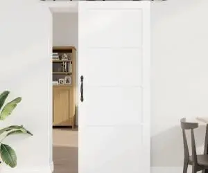 Ușă glisantă vidaXL cu set de hardware 'ORKDAL'Alb Lemn Solid de Pin
