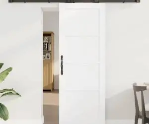 Ușă glisantă vidaXL cu set de accesorii 'ORKDAL'Alb Lemn masiv Pin