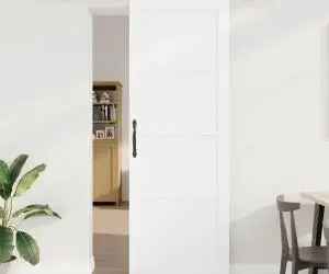 Ușă glisantă vidaXL ORKDAL Alb Lemn Masiv Pin cu accesorii