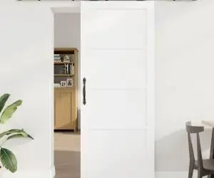 Ușa Glisantă vidaXL cu Set de Accesorii 'ORKDAL'Alb Lemn Masiv Pin