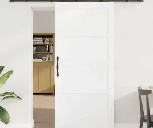 Ușa Glisantă vidaXL cu Set de Fittings 'ORKDAL'Alb Lemn Masiv de Pin