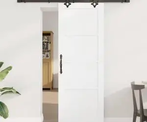 Ușa glisantă vidaXL cu set de accesorii Alb 73.5 x 198.5 cm Lemn din pin solid