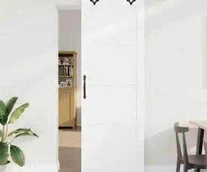 Ușa glisantă vidaXL cu set de accesorii alb 83x232 cm din lemn masiv de pin