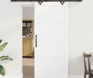 Ușă Glisantă vidaXL cu Set de Hardware Alb 86x198.5 cm Lemn Solid de Pin