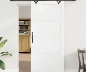Ușă Glisantă vidaXL cu Set de Accesorii Alb 93x202 cm Lemn Solid din Pin